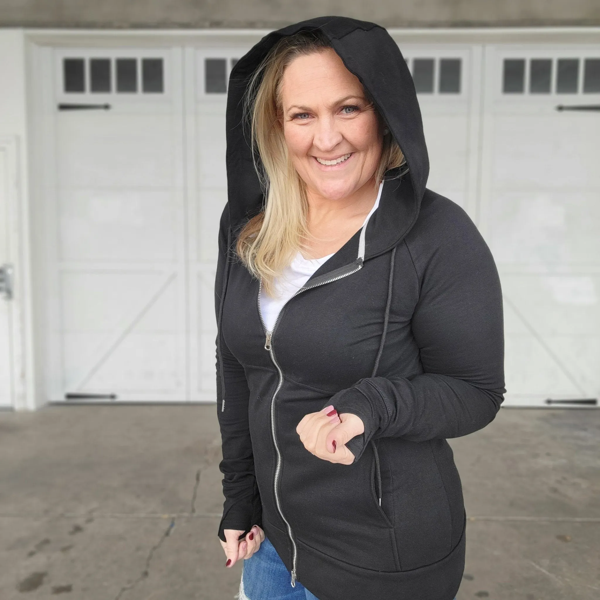 Luna Black Full Zip Women's Hoodie