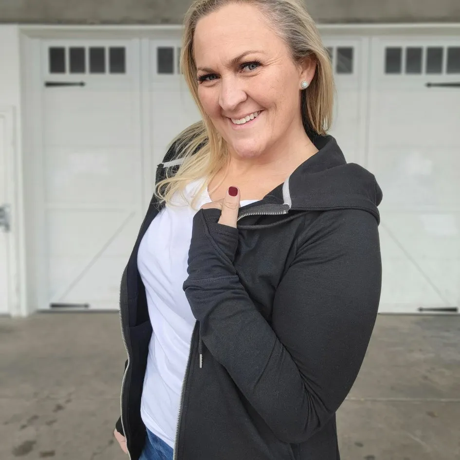 Luna Black Full Zip Women's Hoodie