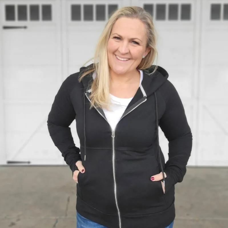 Luna Black Full Zip Women's Hoodie
