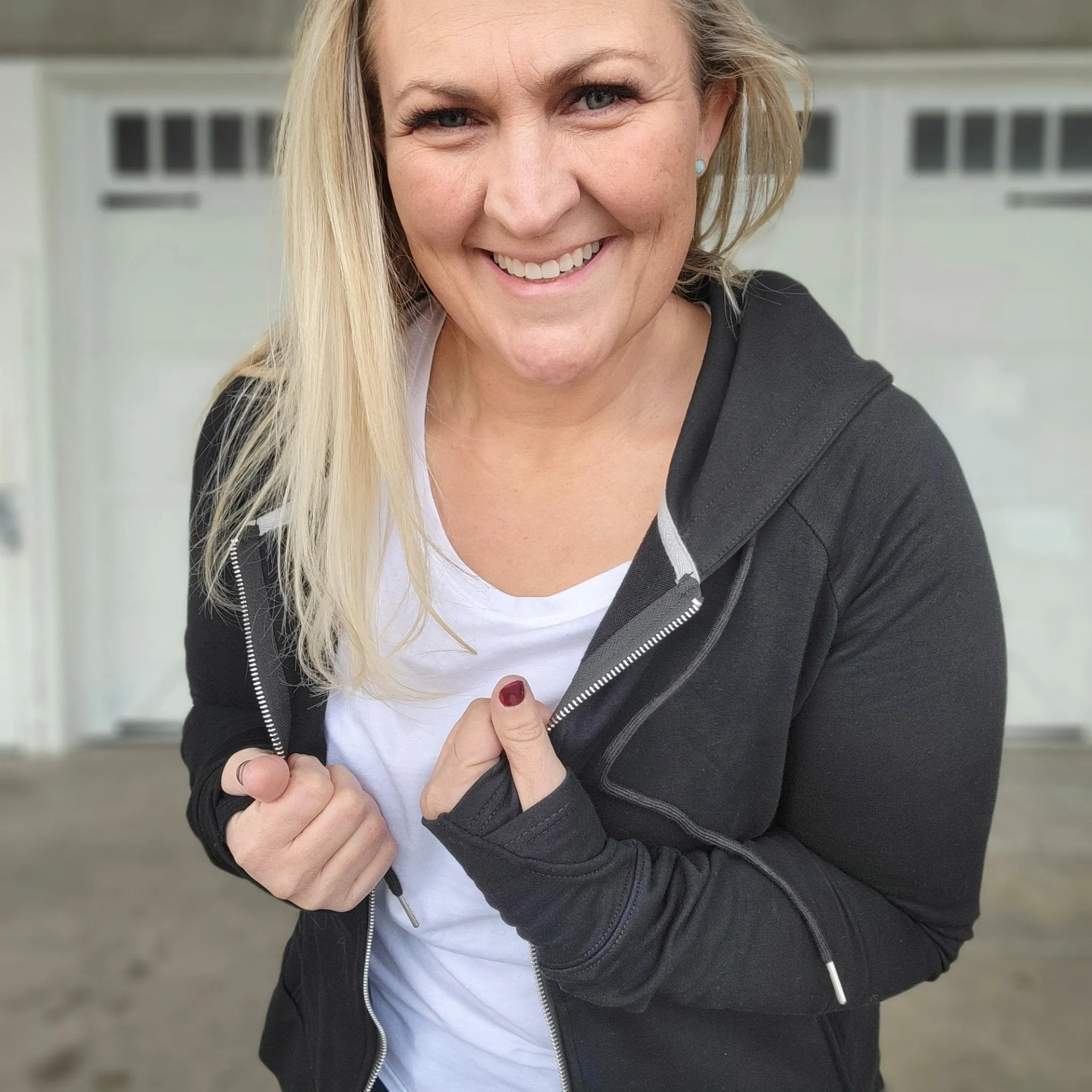 Luna Black Full Zip Women's Hoodie