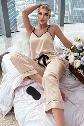 Lvory Ice Silk Suspender Trousers Pajamas