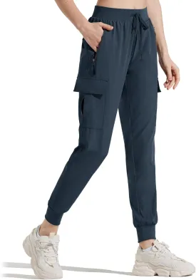M MAROAUT Women's Hiking Pants Cargo Joggers with Pockets, Lightweight Quick-Dry Athletic Sweatpants for Running Gym Workout