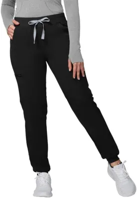 Medical Scrub Pants for Women - Mid Rise 4-Way Stretch Anti-Wrinkle Slim Fit Jogger Pants, Drawstring & 5 Pockets
