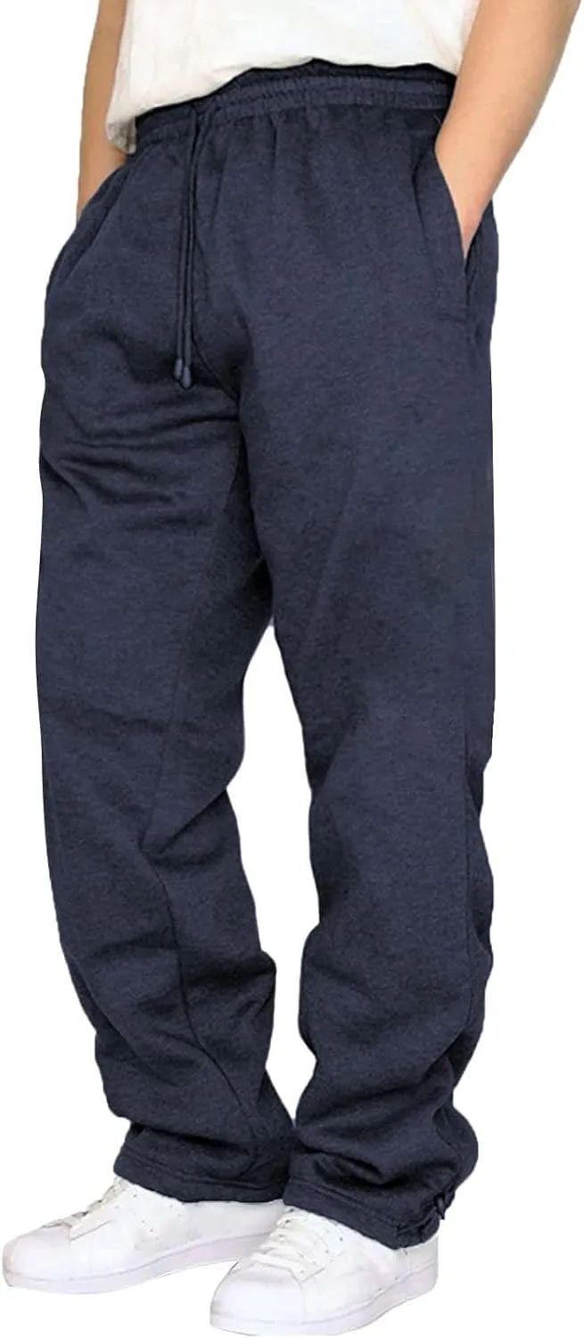 Men's Baggy Sweatpants Fleece Straight Leg Jogger Workout Casual Pant Loose Athletic Trousers Elastic Waist Pockets