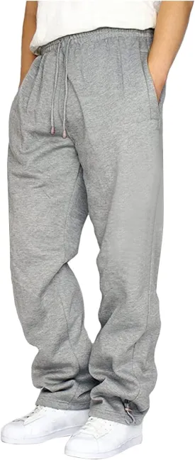 Men's Baggy Sweatpants Fleece Straight Leg Jogger Workout Casual Pant Loose Athletic Trousers Elastic Waist Pockets