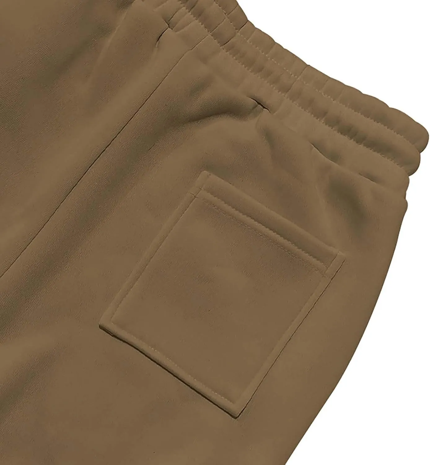 Mens Cargo Sweatpants Cotton Fleece Lined Joggers Pants Baggy Drawstring Elastic Waist Multi Pockets Workout Pants
