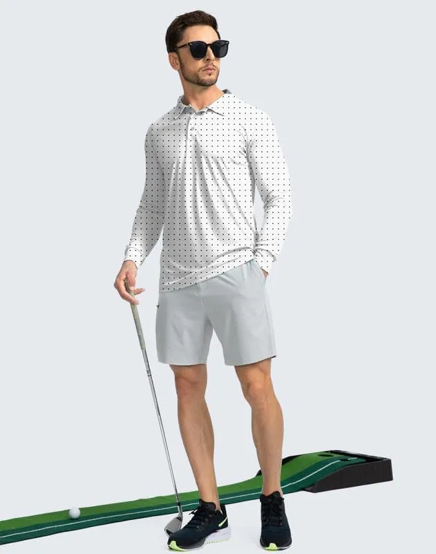 Men's Polo Shirt Long Sleeve Golf Shirts Lightweight UPF 50  Sun Protection Cool Shirts for Men Work Fishing Outdoor
