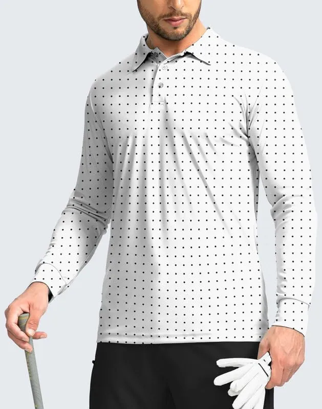 Men's Polo Shirt Long Sleeve Golf Shirts Lightweight UPF 50  Sun Protection Cool Shirts for Men Work Fishing Outdoor