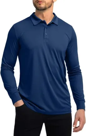 Men's Polo Shirt Long Sleeve Golf Shirts Lightweight UPF 50  Sun Protection Cool Shirts for Men Work Fishing Outdoor