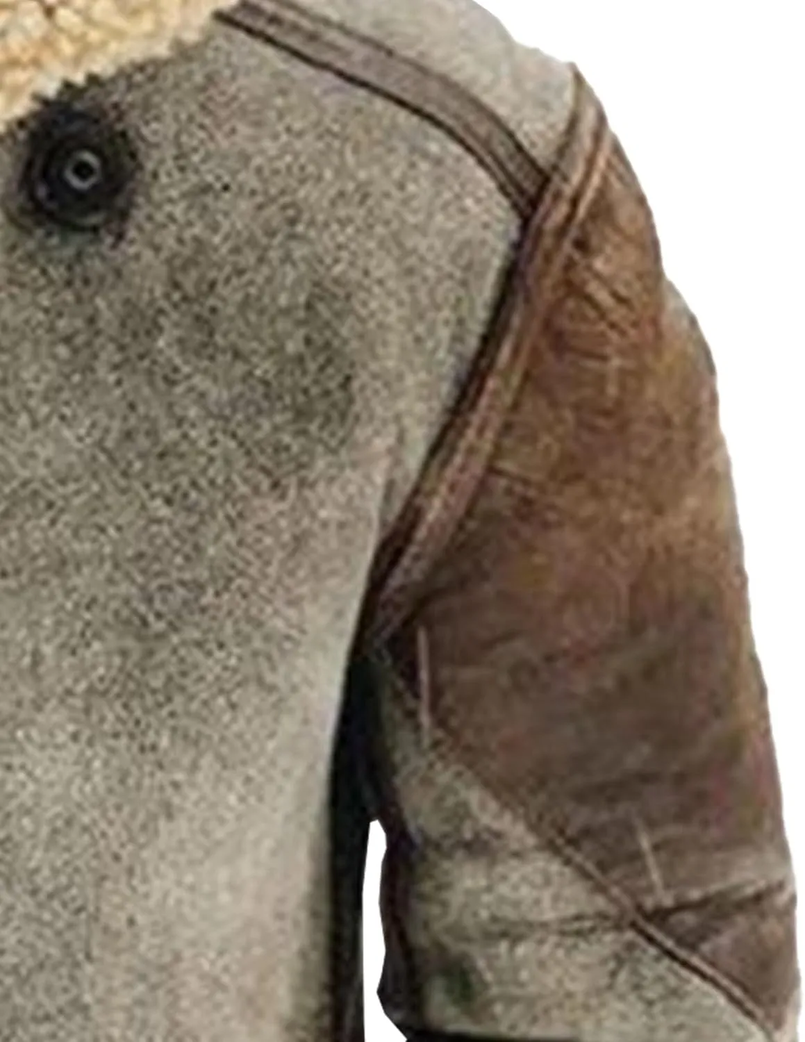 Men's Suede Winter Jacket Fur Collar Bomber Faux Leather Coat Sherpa Lined Warm Winter Outwear