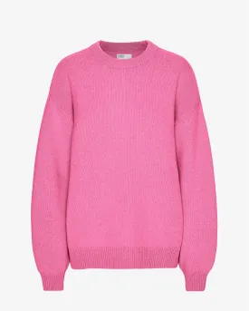 Oversized Merino Wool Crew - Bubblegum Pink