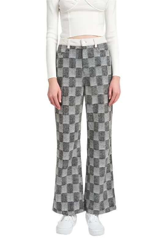 Plaid Wide Leg Pants