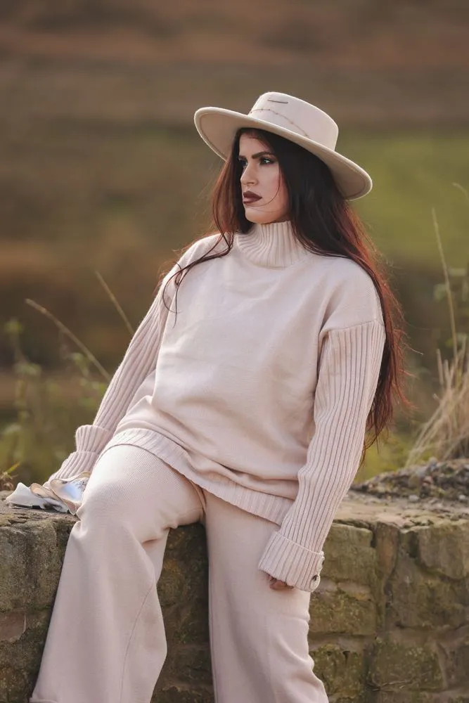 Plain Ribbed Wide Leg Co-Ord