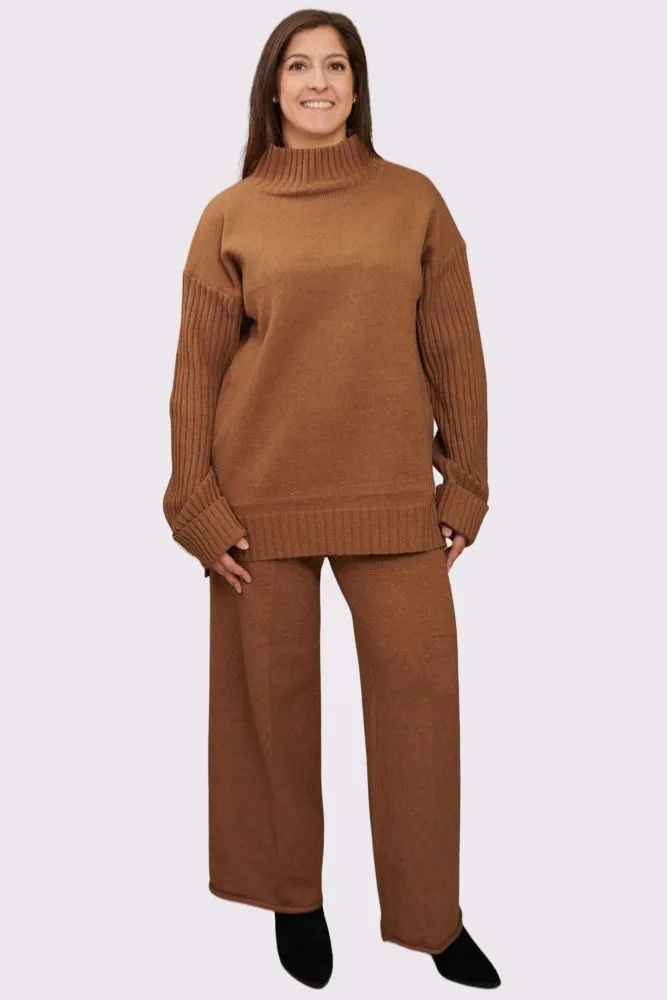 Plain Ribbed Wide Leg Co-Ord