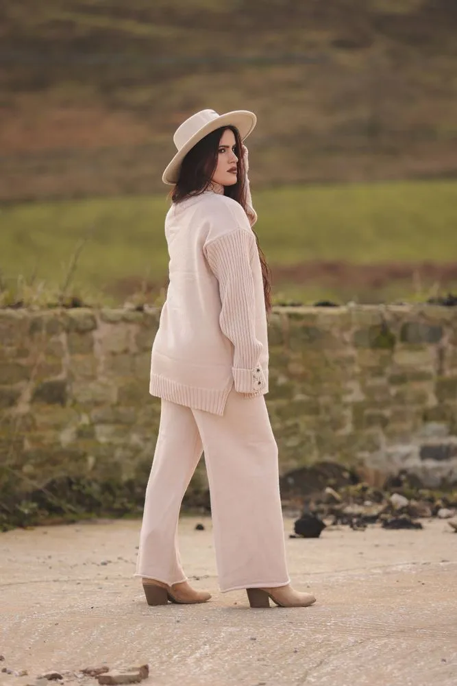 Plain Ribbed Wide Leg Co-Ord