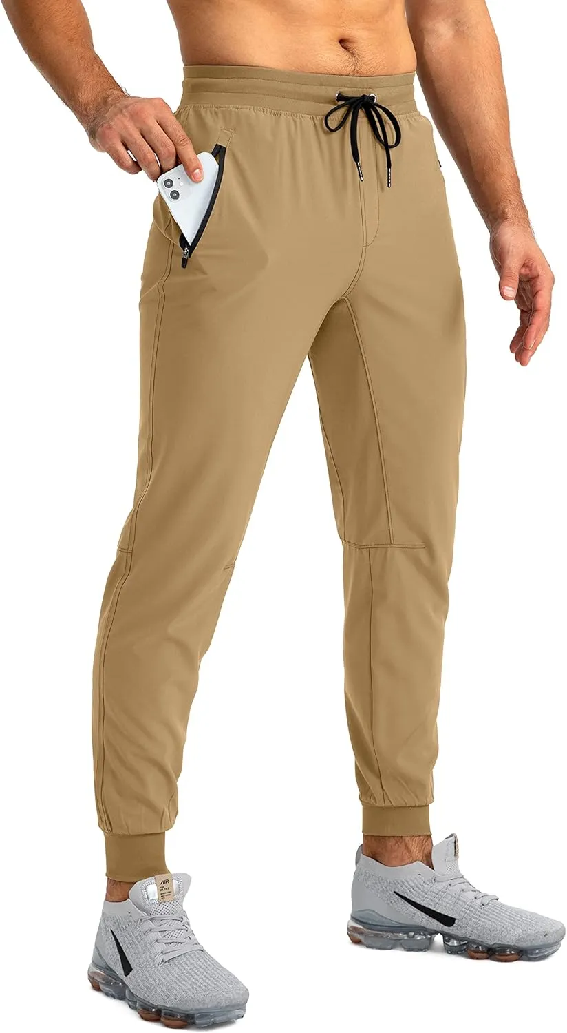 Pudolla Men's Lightweight Jogger Pants Workout Gym Running Pants with Zipper Pockets for Athletic Casual