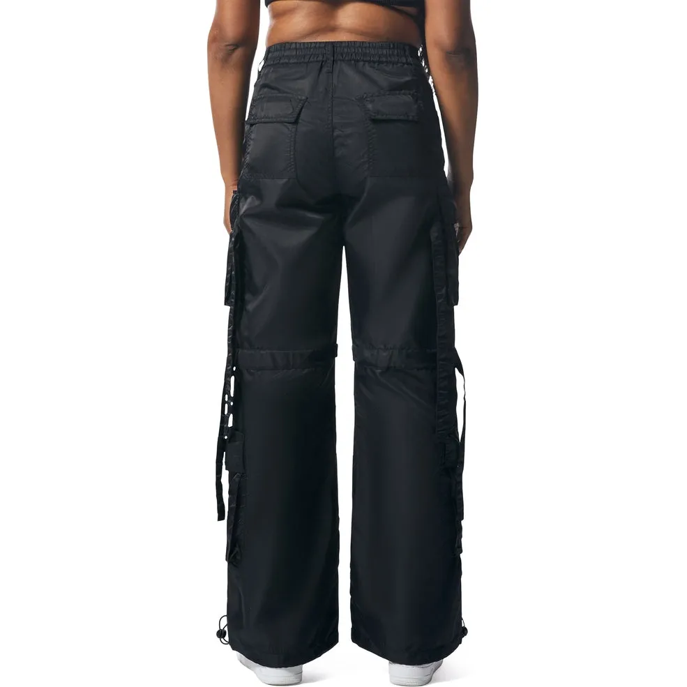Relaxed Slouch Utility Satin Pants - Black