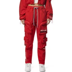 Relaxed Slouched Windbreaker Cargo Pants - True Red