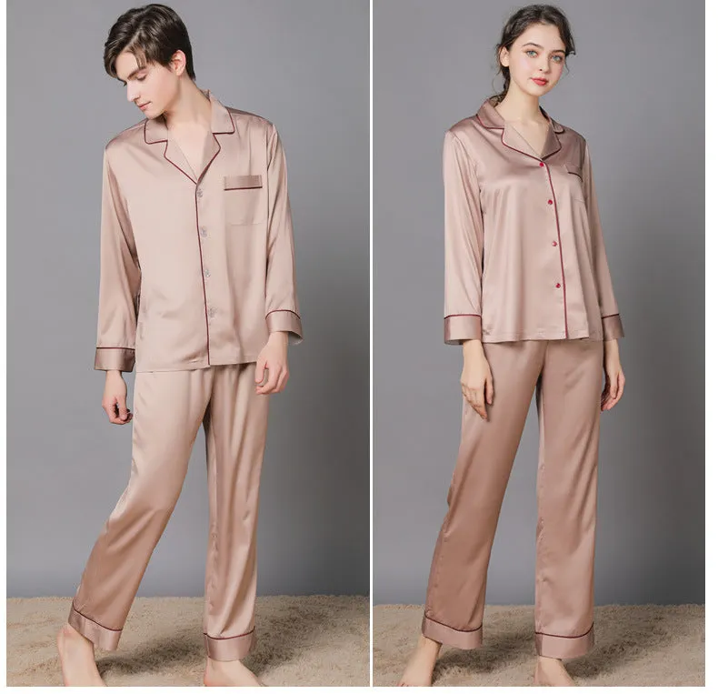 Silk Couple Pajamas And Home Wear Long-Sleeved Suit - Men's Pajama Set