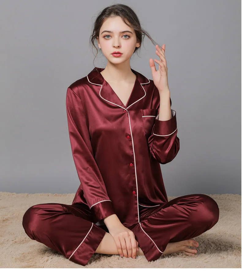 Silk Couple Pajamas And Home Wear Long-Sleeved Suit - Men's Pajama Set