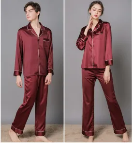 Silk Couple Pajamas And Home Wear Long-Sleeved Suit - Men's Pajama Set