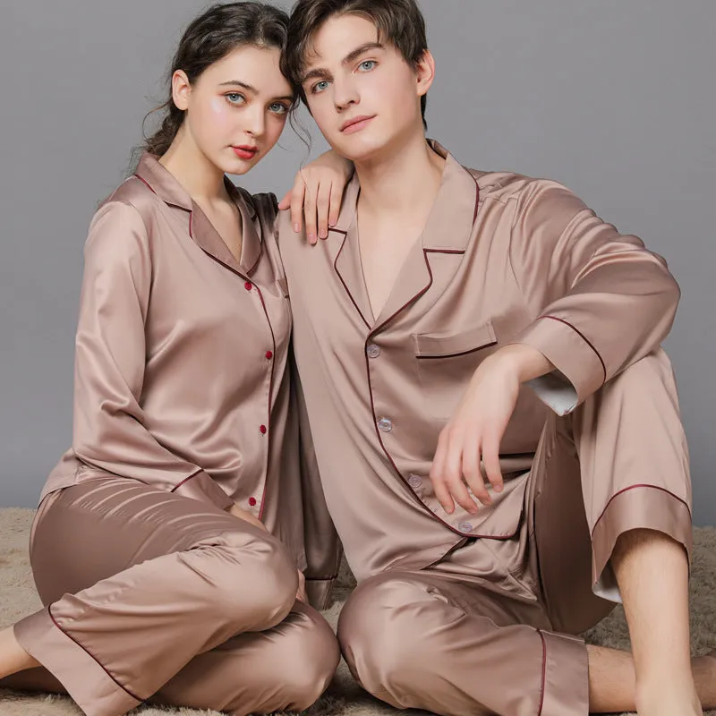 Silk Couple Pajamas And Home Wear Long-Sleeved Suit - Men's Pajama Set