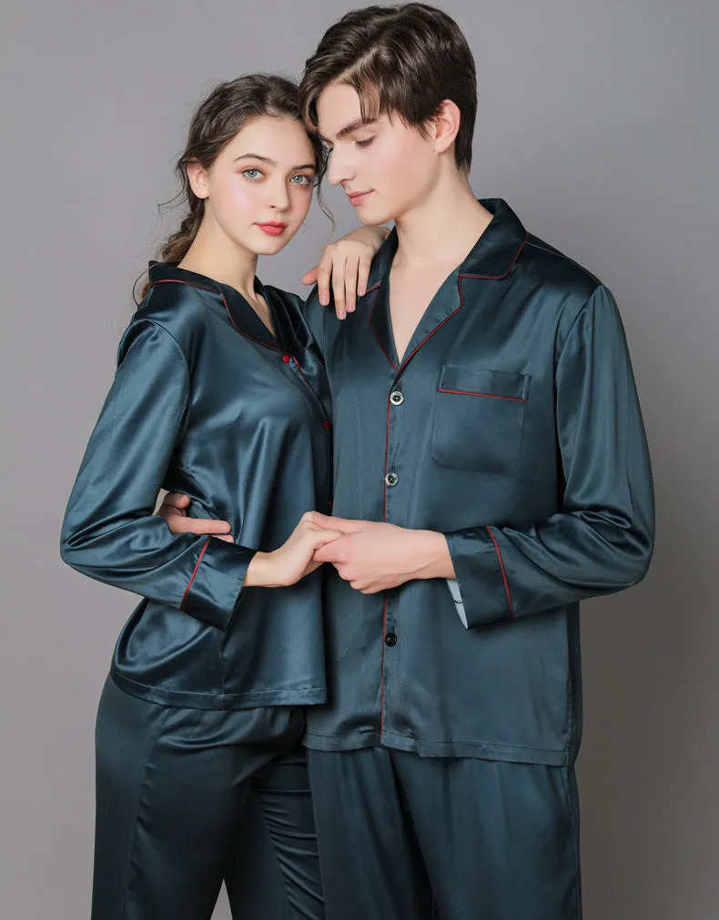 Silk Couple Pajamas And Home Wear Long-Sleeved Suit - Men's Pajama Set