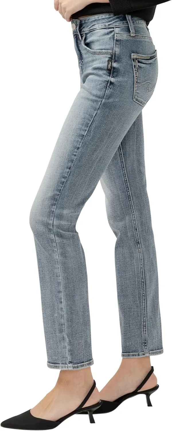 Silver Jeans Co. Women's Avery High Rise Curvy Fit Straight Leg Jeans
