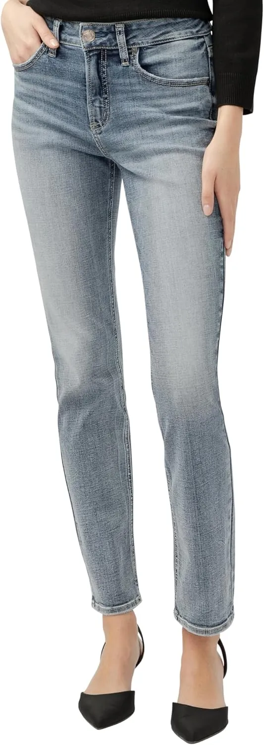 Silver Jeans Co. Women's Avery High Rise Curvy Fit Straight Leg Jeans