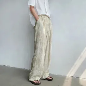 Summer Suit Pants Men's Wear Tie Dyed Thin Ice Silk Loose Casual Wide Leg Trousers Korean Style Men Clothing Simple 9C6033