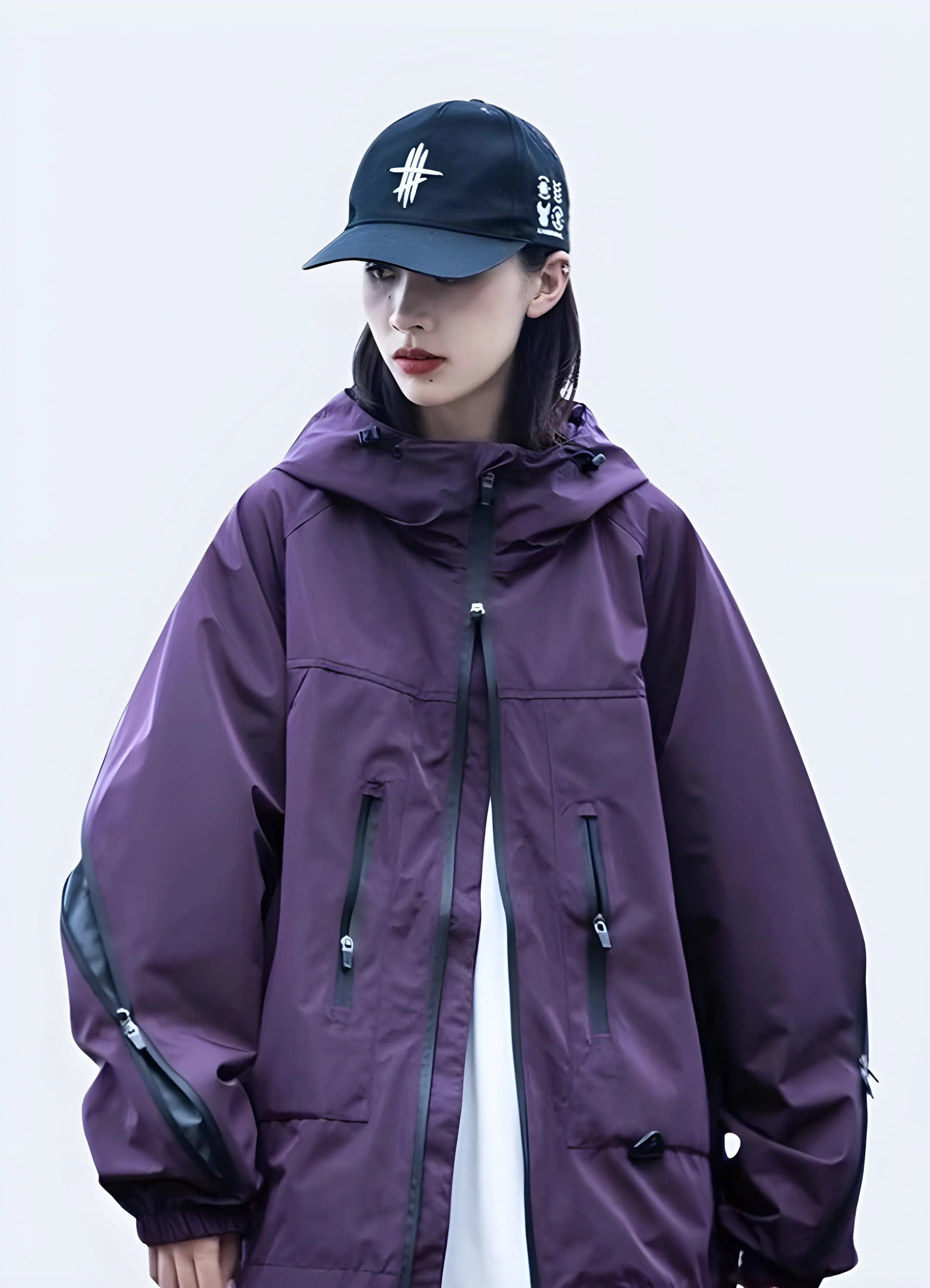 Techwear Tactical Purple Windbreaker Women