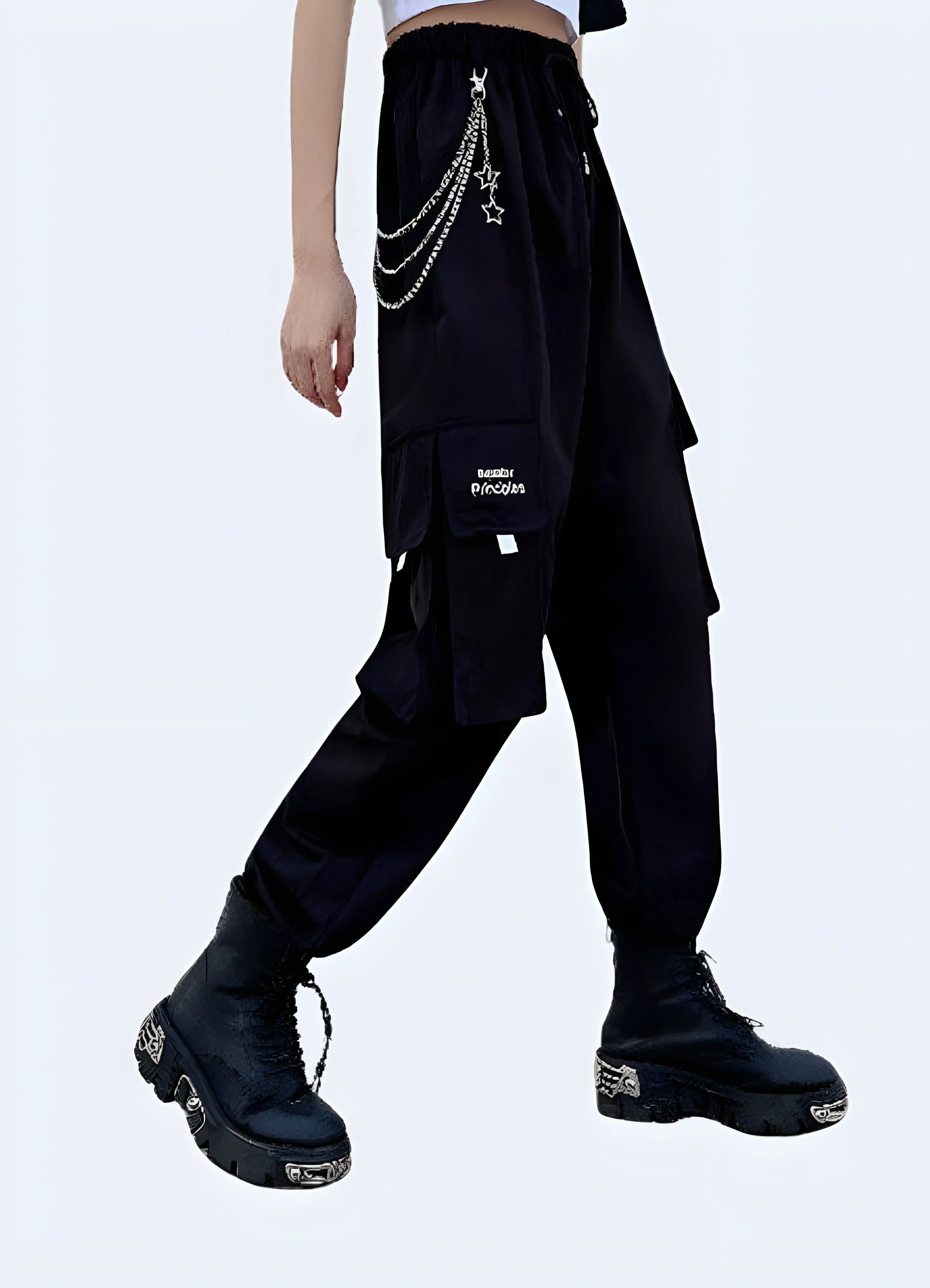 Techwear Women's Pants With Chain