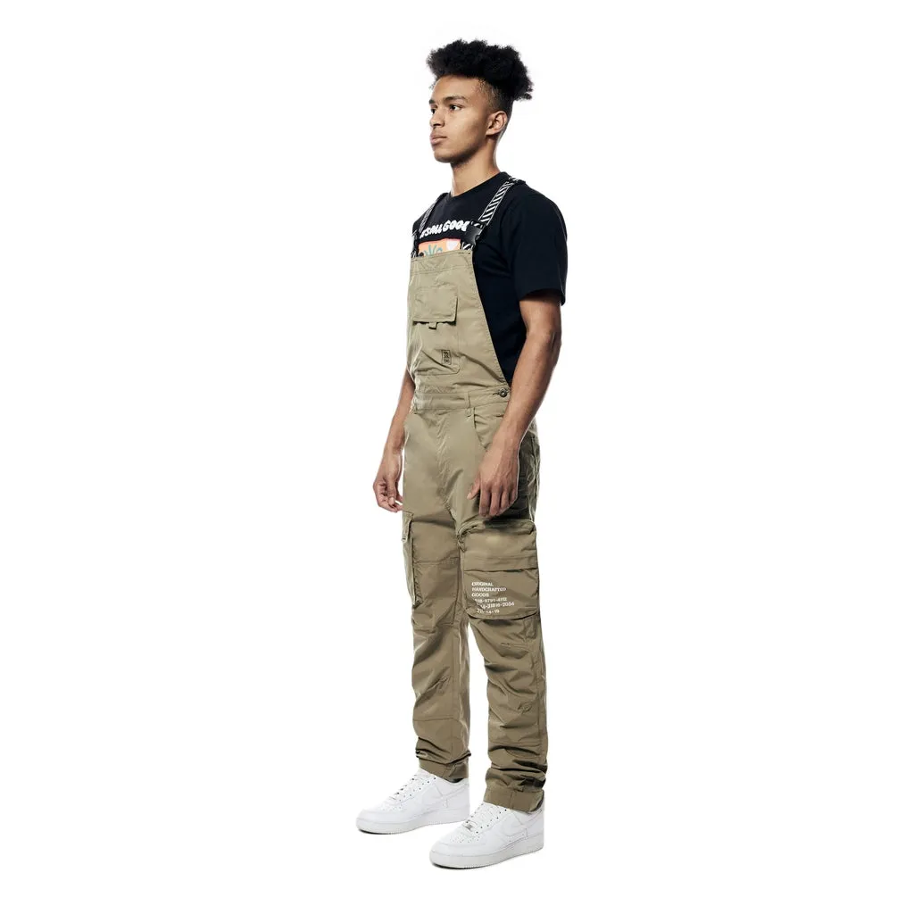 Tonal Color Block Windbreaker Utility Overalls - Light Olive