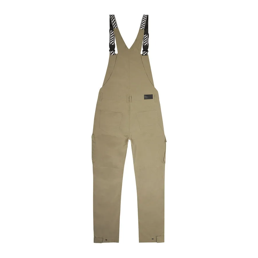 Tonal Color Block Windbreaker Utility Overalls - Light Olive