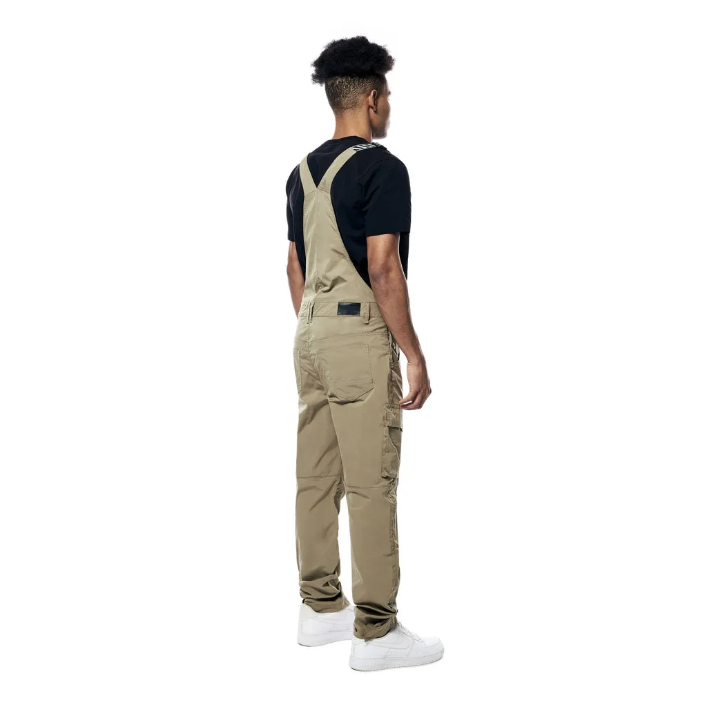 Tonal Color Block Windbreaker Utility Overalls - Light Olive