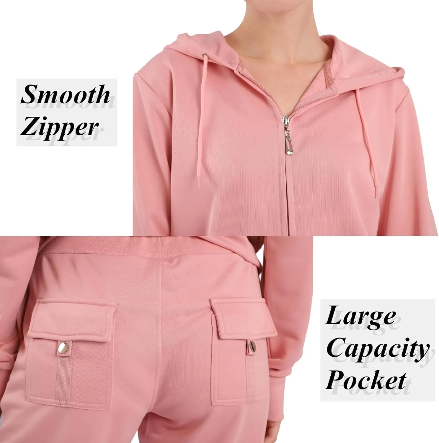 Tracksuit Sets for Women 2 Piece Lightweight Sweatsuit Casual Zip Up Hoodie and Sweatpant Jogging Suit Set