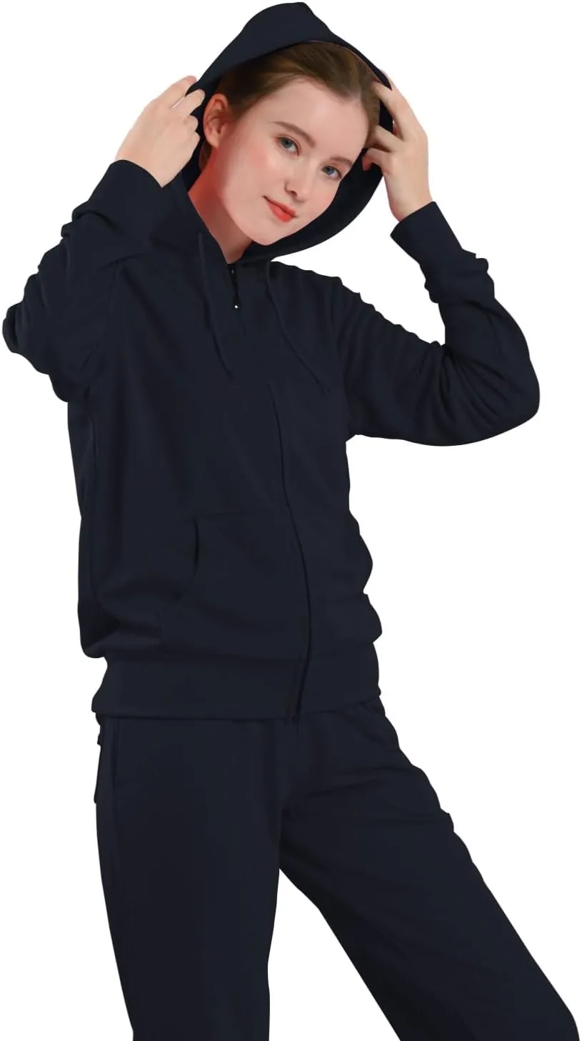 Tracksuit Sets for Women 2 Piece Lightweight Sweatsuit Casual Zip Up Hoodie and Sweatpant Jogging Suit Set