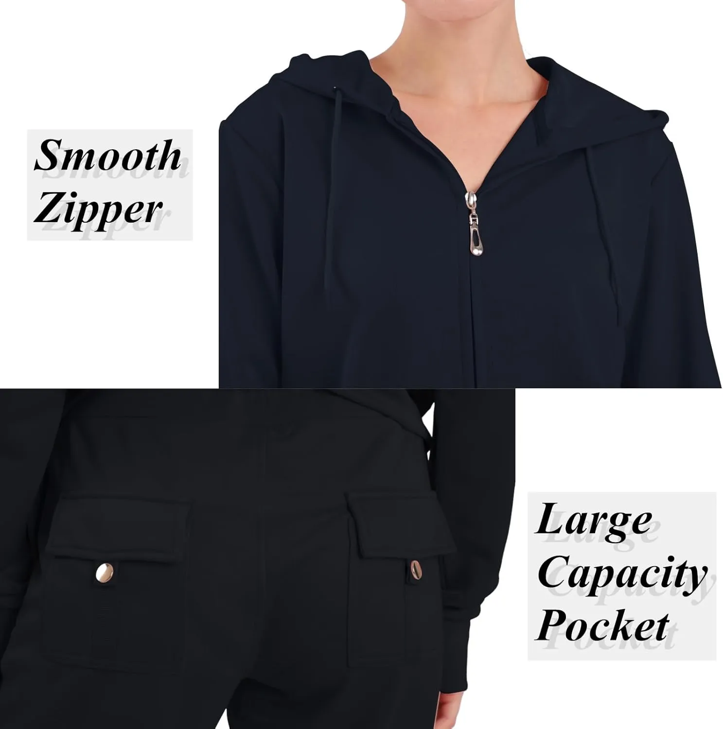 Tracksuit Sets for Women 2 Piece Lightweight Sweatsuit Casual Zip Up Hoodie and Sweatpant Jogging Suit Set