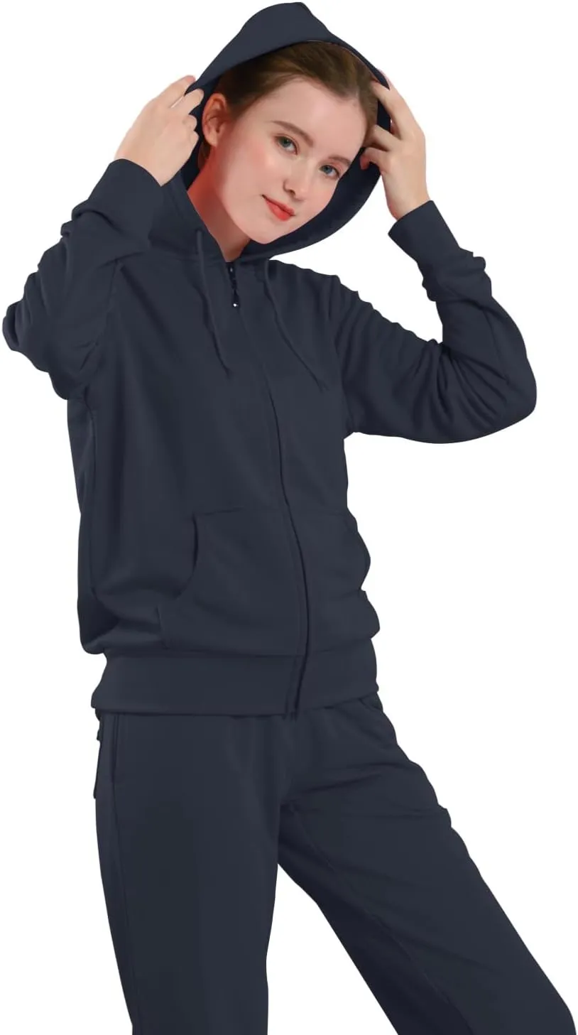 Tracksuit Sets for Women 2 Piece Lightweight Sweatsuit Casual Zip Up Hoodie and Sweatpant Jogging Suit Set