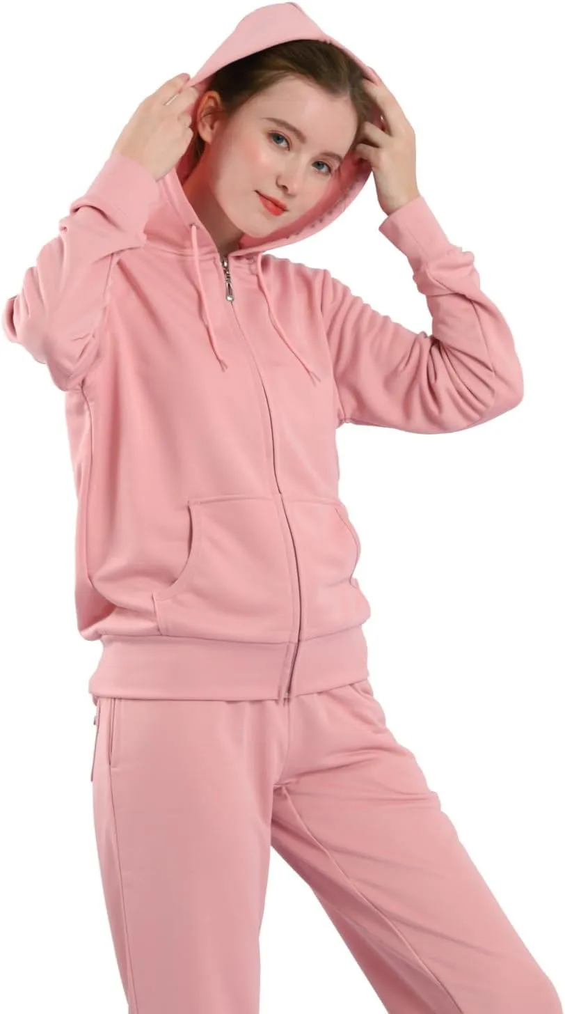 Tracksuit Sets for Women 2 Piece Lightweight Sweatsuit Casual Zip Up Hoodie and Sweatpant Jogging Suit Set