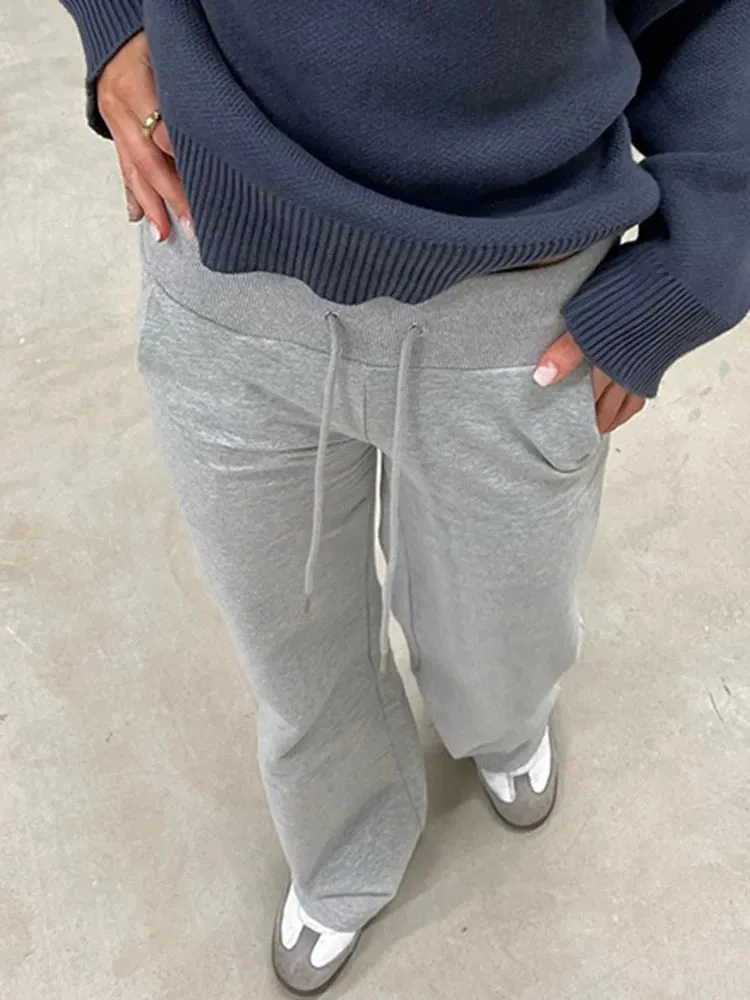 Trendy Wide Waistband Flared Joggers for Casual Outings