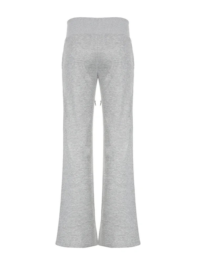 Trendy Wide Waistband Flared Joggers for Casual Outings