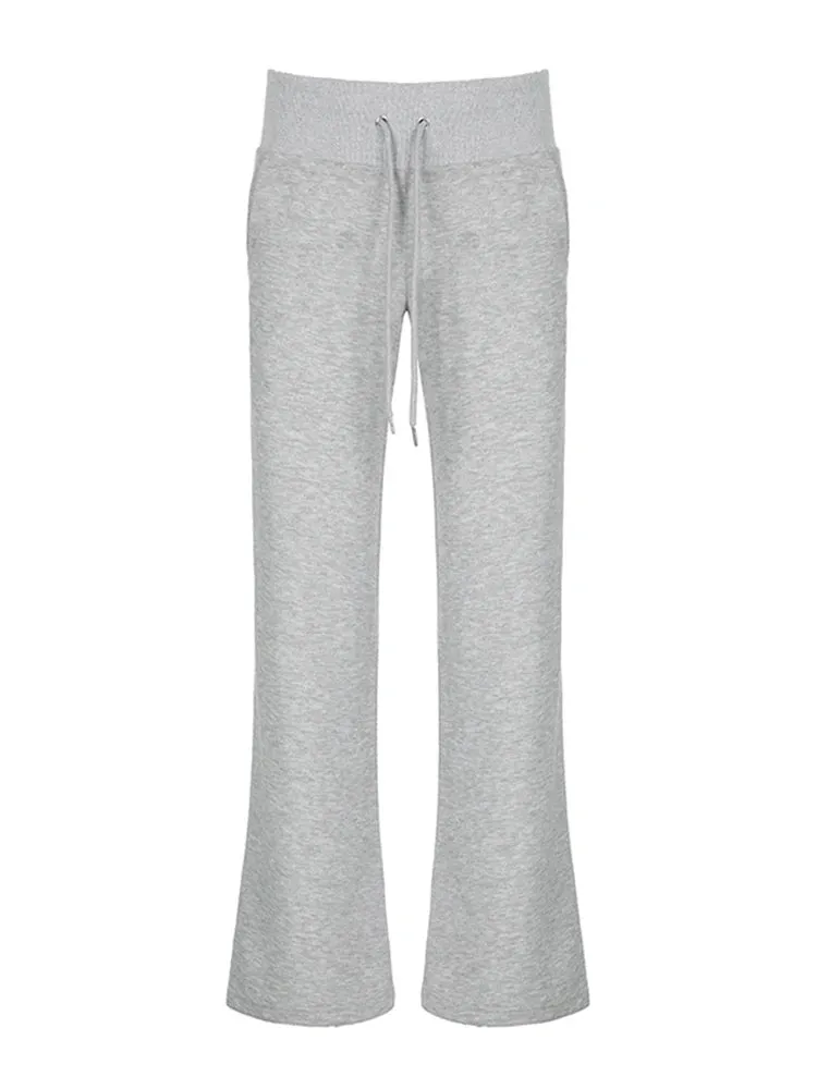 Trendy Wide Waistband Flared Joggers for Casual Outings