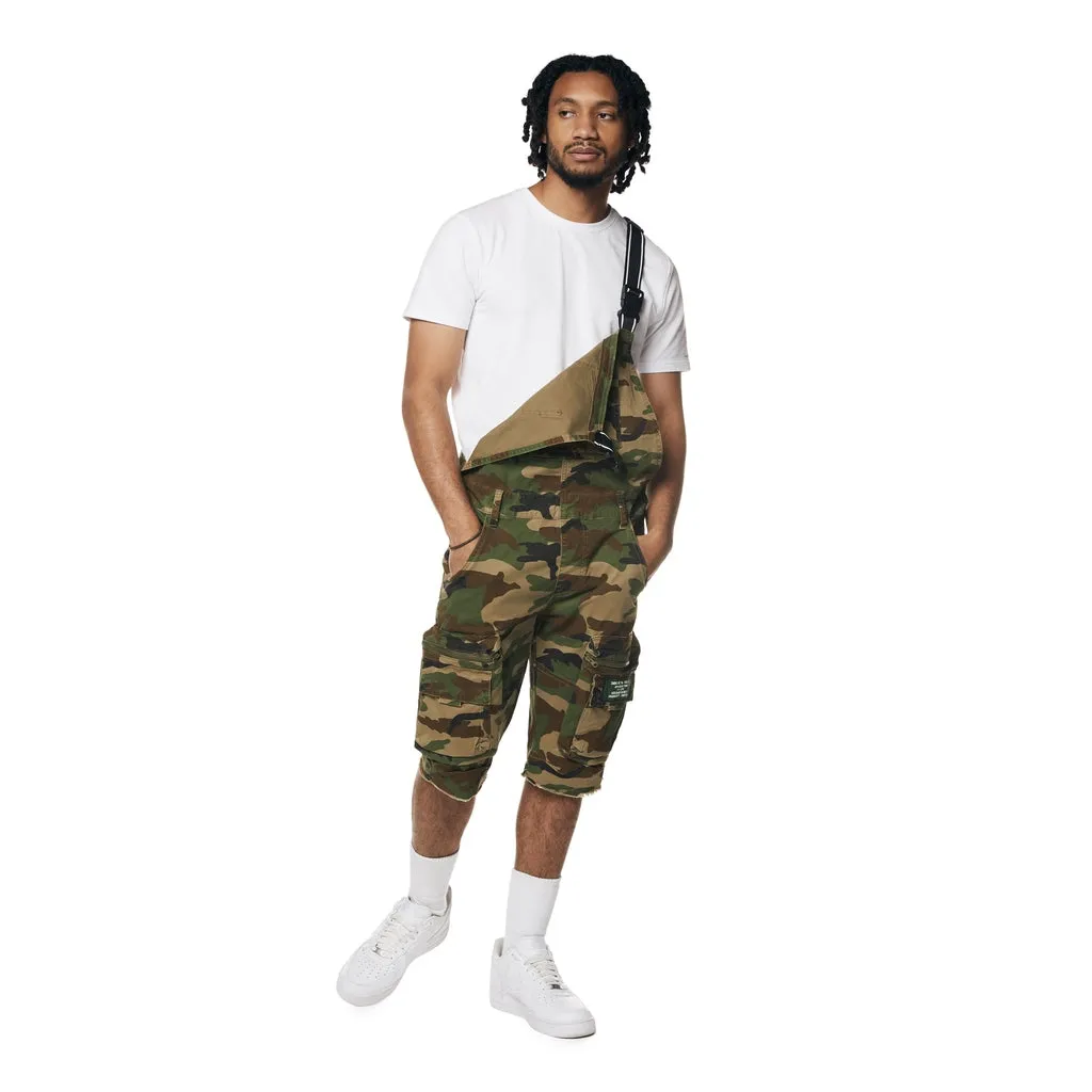 Utility Twill Overall Shorts - Wood Camo
