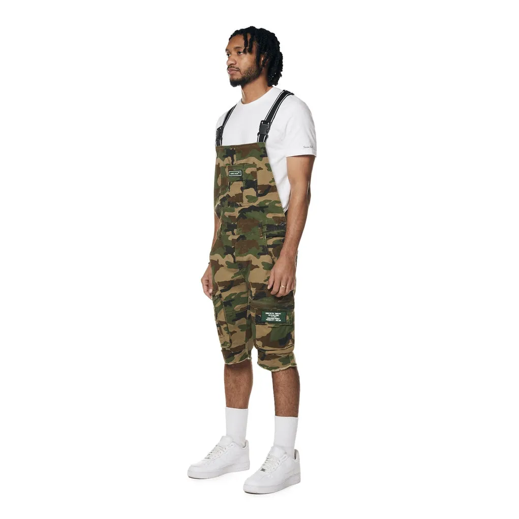 Utility Twill Overall Shorts - Wood Camo