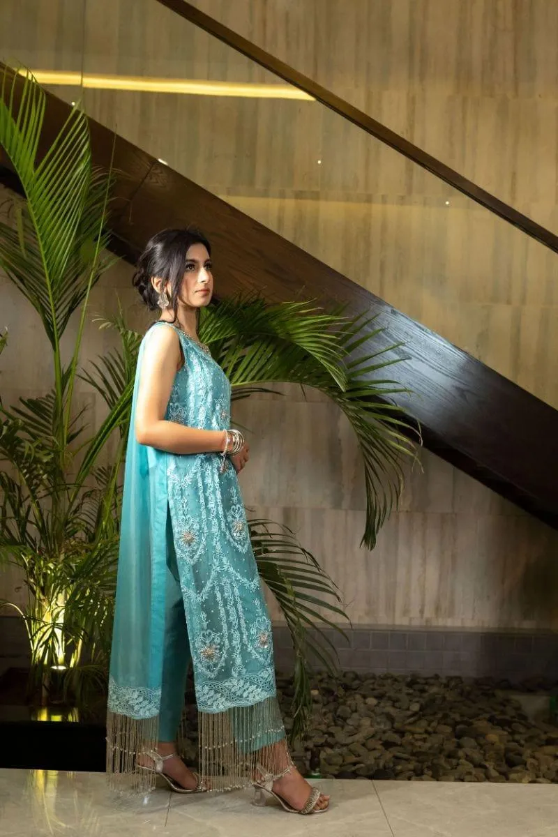 Wabi Sabi by Zehra - ALORA - Turquoise Ice Blue - Embroidered - 3 Piece