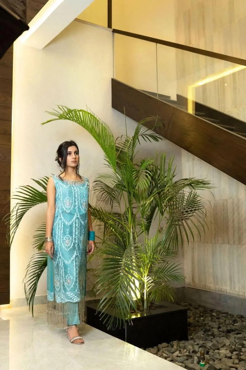 Wabi Sabi by Zehra - ALORA - Turquoise Ice Blue - Embroidered - 3 Piece