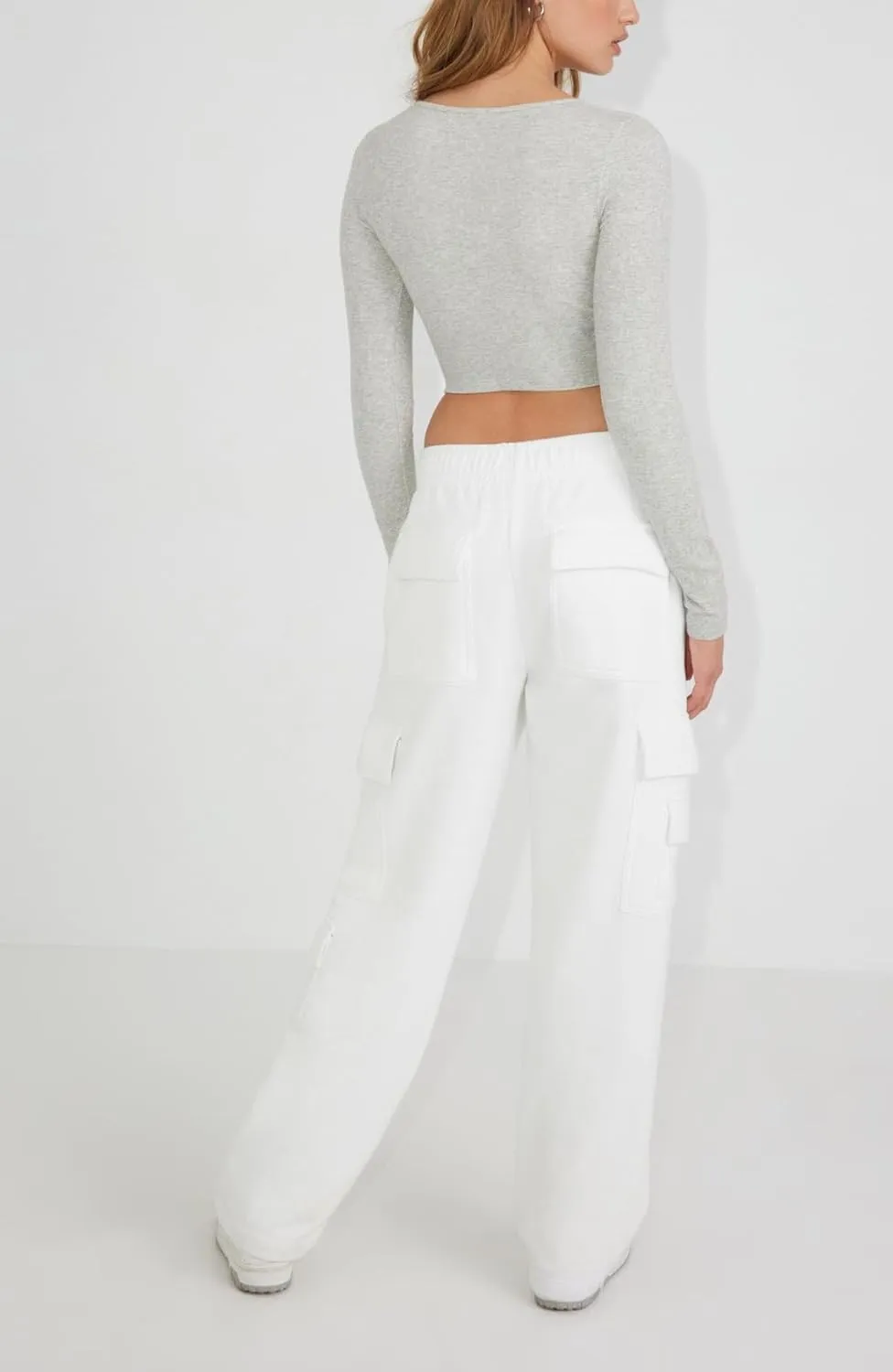 Waitfairy Wide Leg Sweatpants Women Cargo Pants Fleeece High Waisted Baggy Sweatpants for Women Casual Pants with 8 Pockets