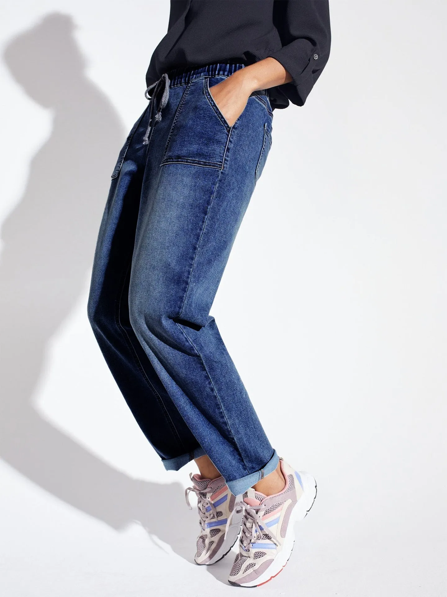 Westport Knit Denim Weekender Pant with Pockets and Drawstring Waist
