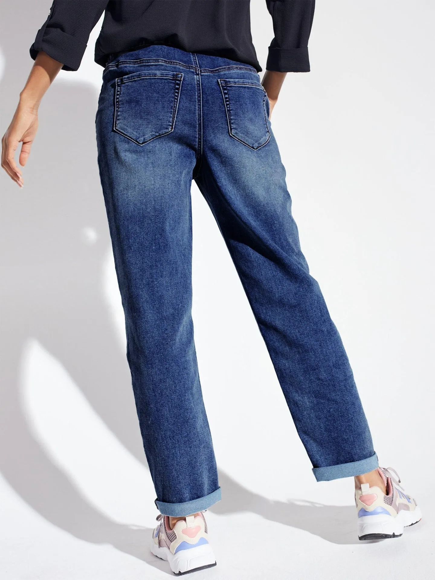 Westport Knit Denim Weekender Pant with Pockets and Drawstring Waist